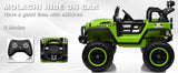 12V Electric Kids Ride-On Truck with Remote Control and 2 Seats, Green