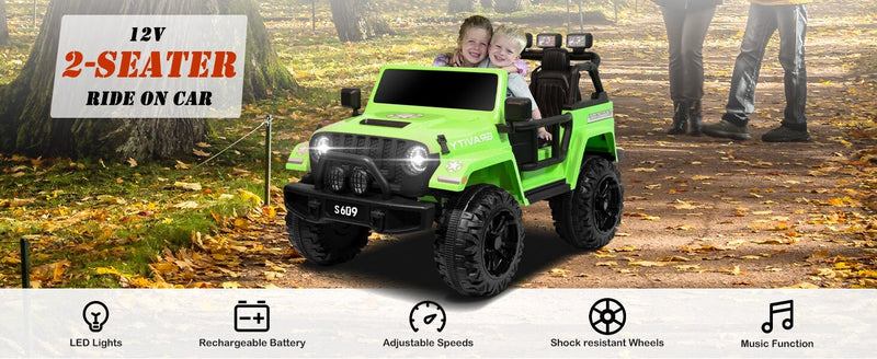 12V Electric Kids Ride-On Jeep Truck with Remote Control Battery-Powered Car Green