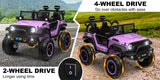 24V Electric Kids Ride-On Car with 2 Seats and 4WD/2WD Switch - Purple