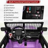 24V Electric Kids Ride-On Car with 2 Seats and 4WD/2WD Switch - Purple
