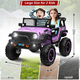 24V Electric Kids Ride-On Car with 2 Seats and 4WD/2WD Switch - Purple