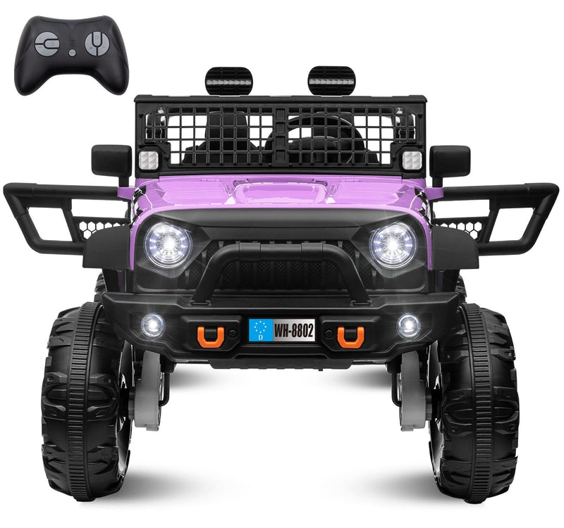 24V Kids Electric Ride-On Truck Purple 2-Seater Switchable 4WD/2WD