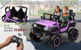 24V Kids Electric Ride-On Truck Purple 2-Seater Switchable 4WD/2WD