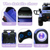 12V Electric Ride-On Jeep Truck for Kids with 2 Seats, 3 Speeds, and Remote Control, Blue
