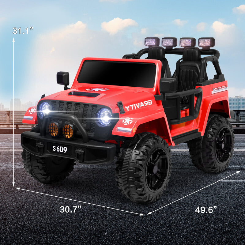 12V Electric Ride-On Jeep Truck for Kids, 2-Seater with 3 Speeds and Remote Control