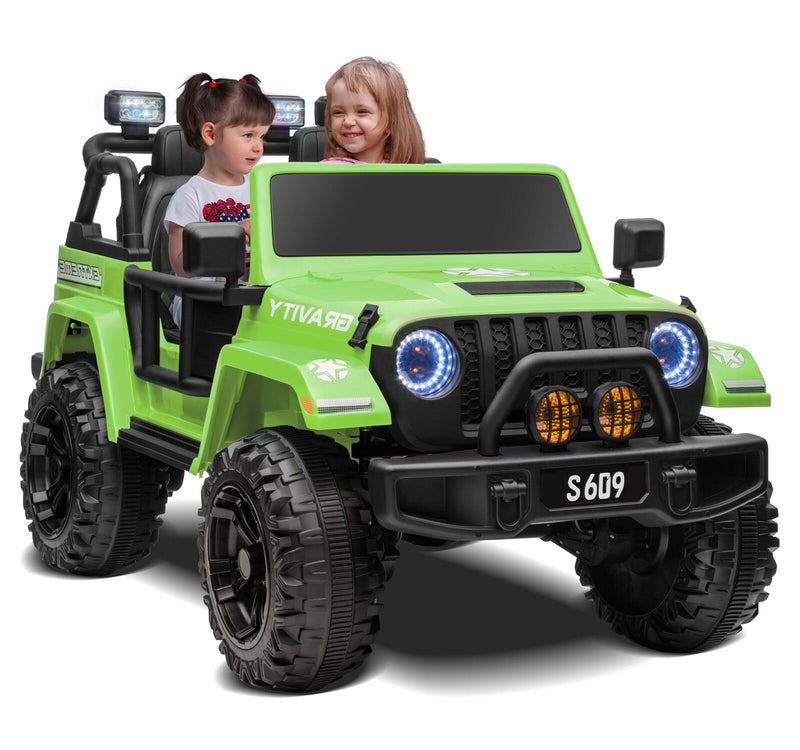 12V Electric Ride-On Jeep Truck for Kids, 2-Seater with 3 Speeds and Remote Control