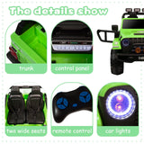 12V Electric Ride-On Jeep Truck for Kids 2-Seater with 3 Speeds Green