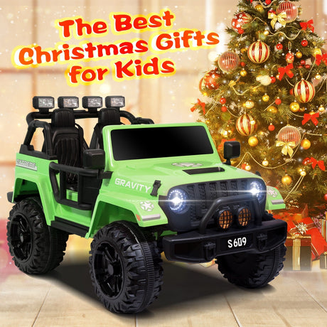 12V Electric Ride-On Jeep Truck for Kids 2-Seater with 3 Speeds Green