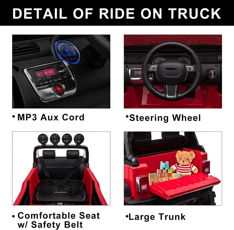 12V Electric Ride-On Kids Pickup Truck with 3-Speed Remote Control