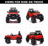 12V Electric Ride-On Kids Pickup Truck with 3 Speeds and Remote Control - Red