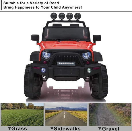12V Electric Ride-On Kids Pickup Truck with 3 Speeds and Remote Control - Red