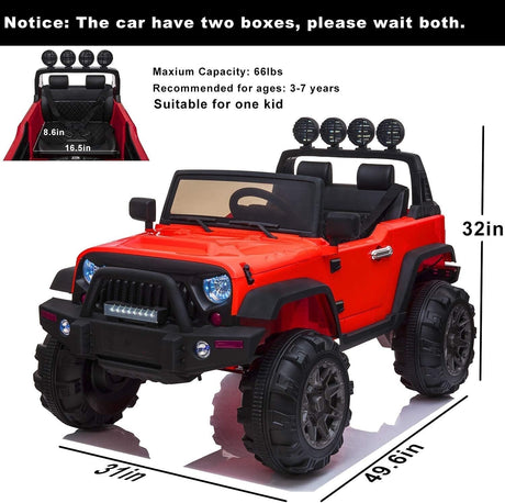 12V Electric Ride-On Kids Pickup Truck with 3 Speeds and Remote Control - Red
