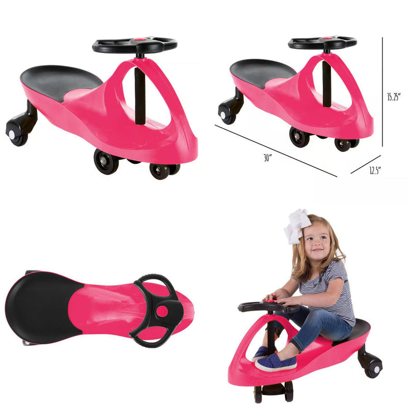 Zig Zag Wiggle Kids Ride-On Car Battery-Free Hot Pink for Girls 3 Years and Up