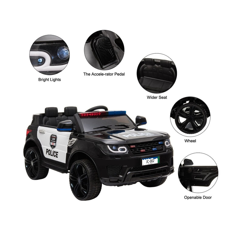 Zimtown Kids Police Electric Car with Double Drive and 12V Battery Motor