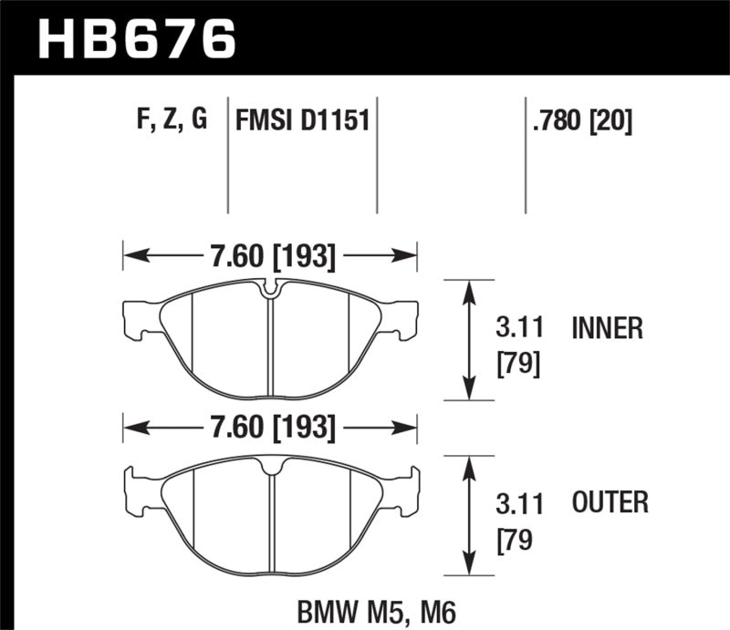 Hawk 06-10 BMW M5/M6 DC60 Front Brake Pads