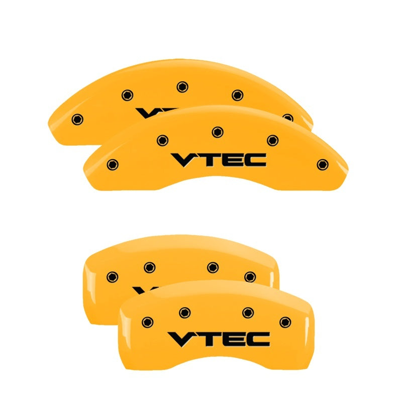 MGP 4 Caliper Covers Engraved Front & Rear I-Vtec Yellow Finish Black Char 2010 Honda CR-V