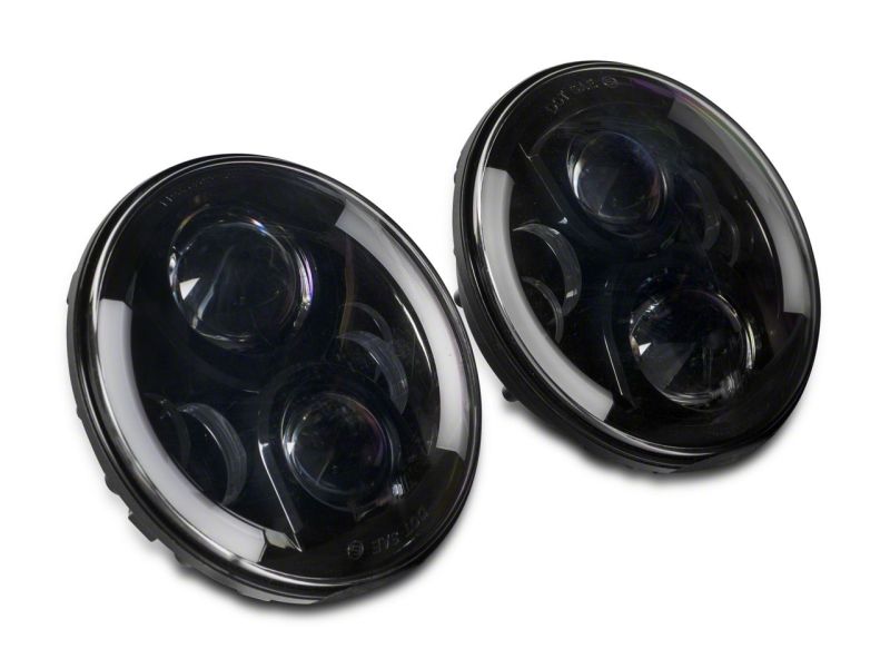 Raxiom 97-18 Jeep Wrangler TJ & JK 6-LED Headlights w/ Partial Halo- Blk Housing (Clear Lens)