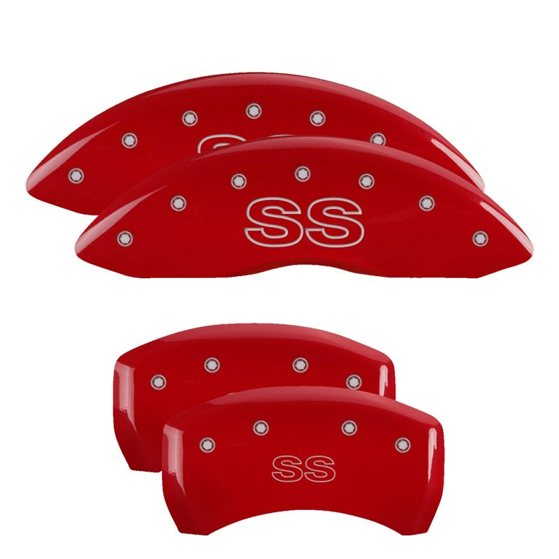 MGP 4 Caliper Covers Engraved Front & Rear Classic/SS Red finish silver ch