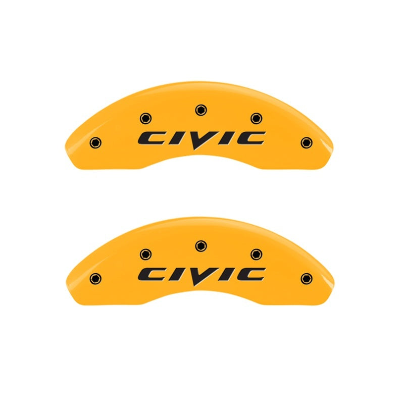 MGP 2 Caliper Covers Engraved Front 2015/Civic Yellow Finish Black Char 2011 Honda Civic