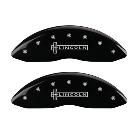 MGP 4 Caliper Covers Engraved Front & Rear Lincoln Black Finish Silver Char 2019 Lincoln MKZ