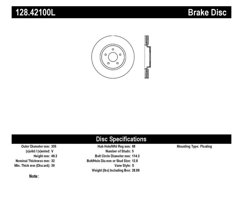 StopTech Nissan 370z / Infiniti G37 SportStop Drilled Front Left Rotor