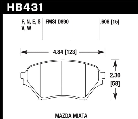 Hawk 04-05 Mazda Miata DTC-60 Motorsports Front Brake Pads