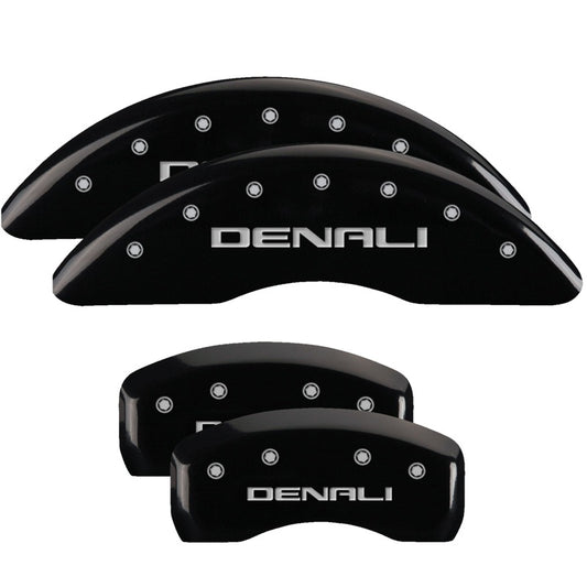 MGP 4 Caliper Covers Engraved Front & Rear Denali Black finish silver ch