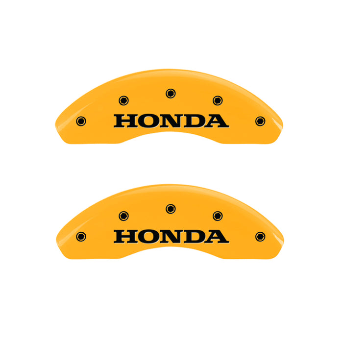 MGP 4 Caliper Covers Engraved Front & Rear Honda Yellow finish black ch