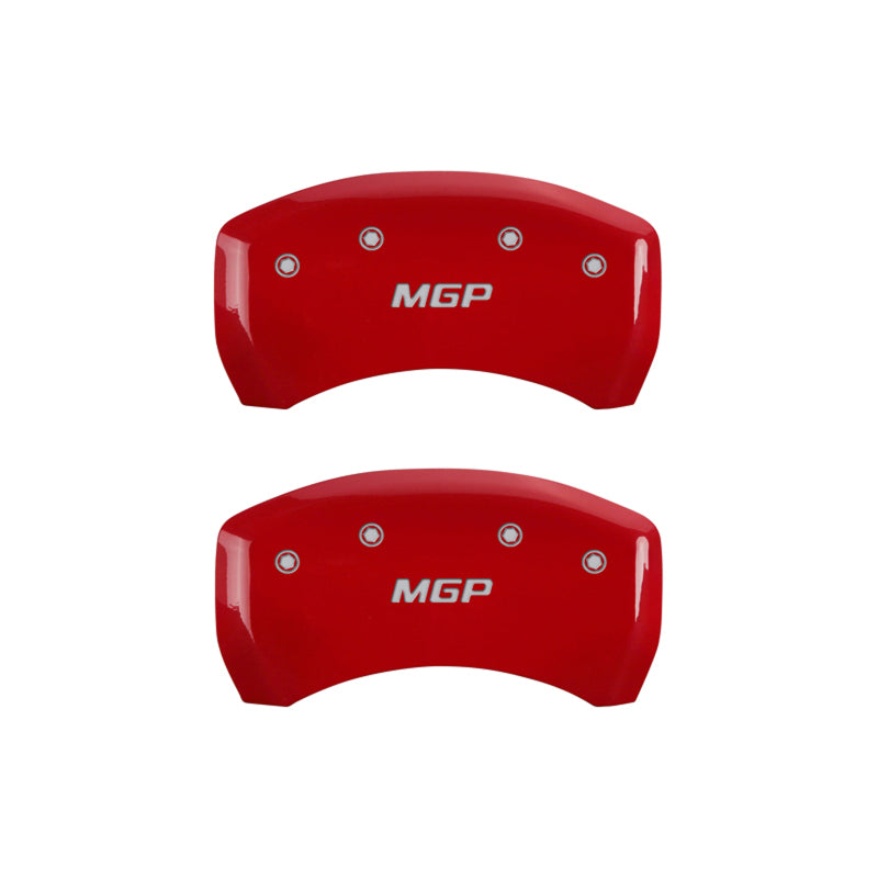 MGP 4 Caliper Covers Engraved Front & Rear MGP Red Finish Silver Characters 2017 Cadillac CT6