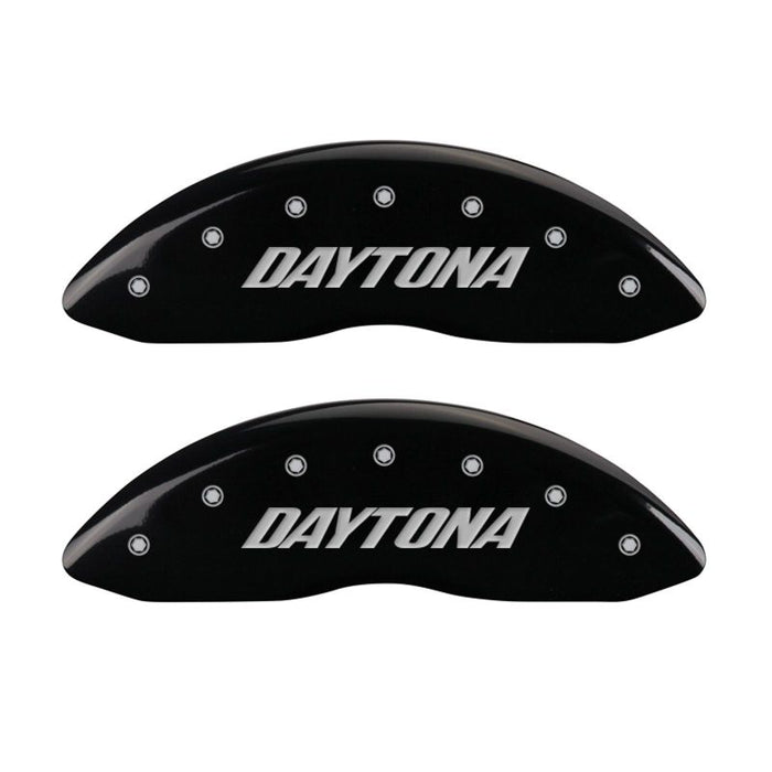 MGP 4 Caliper Covers Engraved Front & Rear Daytona Black finish silver ch