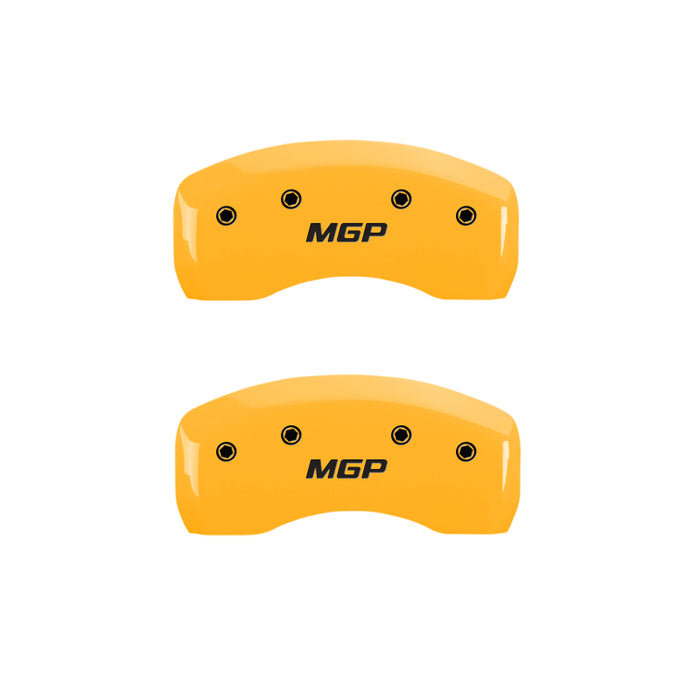 MGP 4 Caliper Covers Engraved Front & Rear MGP Yellow Finish Black Char 2019 Lincoln MKZ