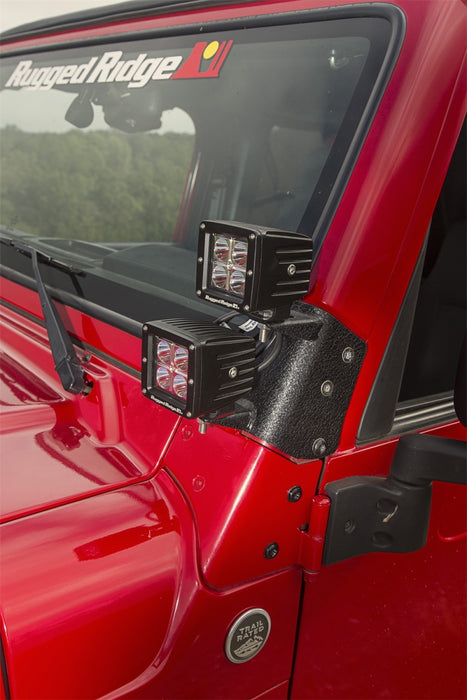 Rugged Ridge 97-06 Jeep Wrangler TJ Textured Black Dual A-Pillar Light Mount