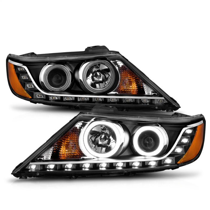 ANZO 2011-2013 Kia Sorento Projector Headlights w/ Halo Black (CCFL)