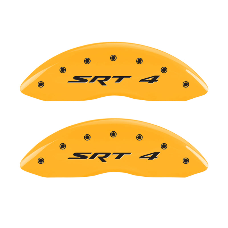 MGP 4 Caliper Covers Engraved Front & Rear SRT4 Yellow finish black ch