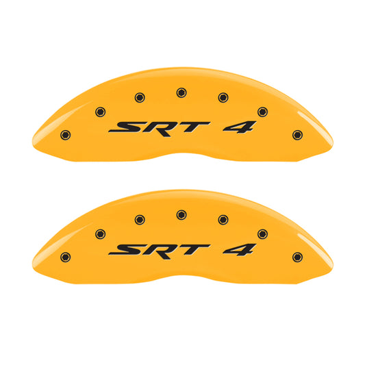 MGP 4 Caliper Covers Engraved Front & Rear SRT4 Yellow finish black ch