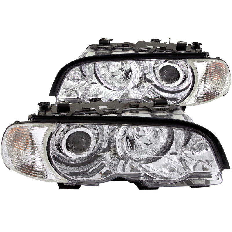 ANZO 2000-2003 BMW 3 Series E46 Projector Headlights w/ Halo Chrome