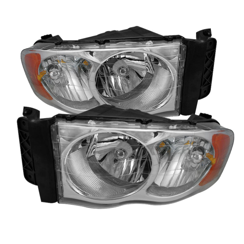xTune Dodge Ram 1500 02-05 Amber Crystal Headlights Chrome HD-JH-DR02-AM-C