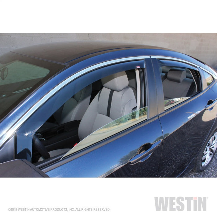 Westin 2016-2018 Honda Civic Sedan Wade In-Channel Wind Deflector 4pc - Smoke