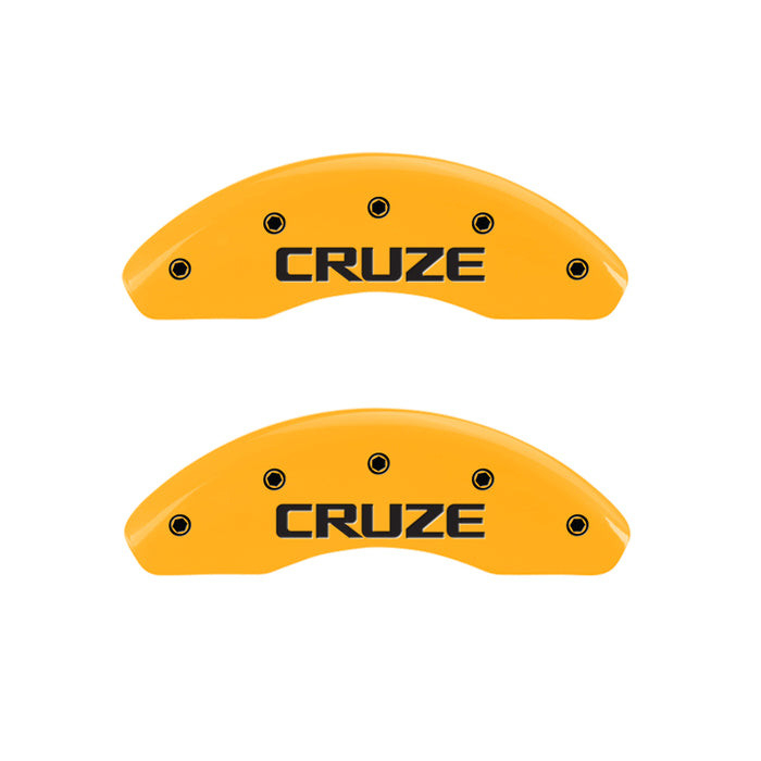 MGP 4 Caliper Covers Engraved Front & Rear Cruze Yellow finish black ch