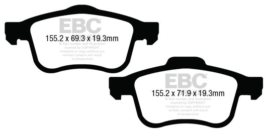 EBC 13+ Fiat 500L 1.4 Turbo Greenstuff Front Brake Pads