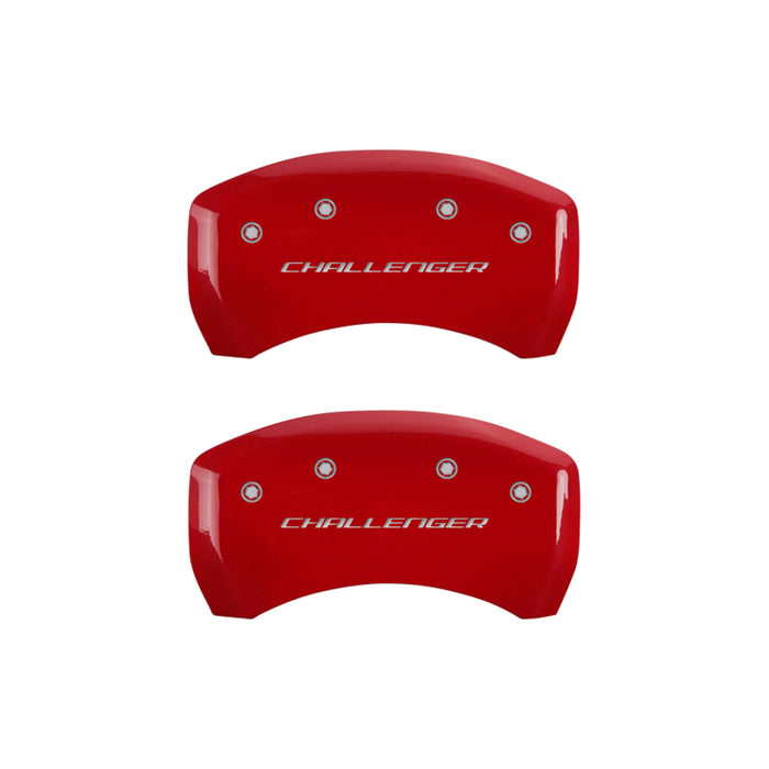 MGP 4 Caliper Covers Engraved Front & Rear Block/Challenger Red finish silver ch