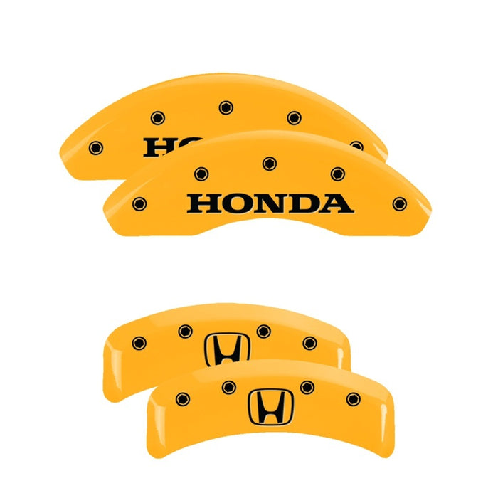 MGP 4 Caliper Covers Engraved Front & Rear MGP Yellow Finish Black Char 2003 Honda Element