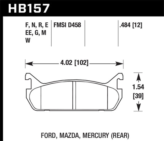 Hawk 89-93 Miata Blue 9012 Race Rear Brake Pads D458