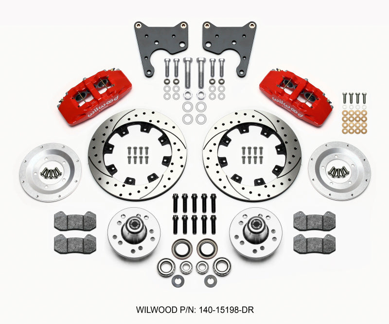 Wilwood Dynapro 6 Front Hub Kit 12.19in Drill Red 65-72 CDP C Body -Drum