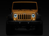 Raxiom 97-18 Jeep Wrangler TJ/JK Axial 7-Inch LED Headlights w/ DRL- Black Housing (Clear Lens)