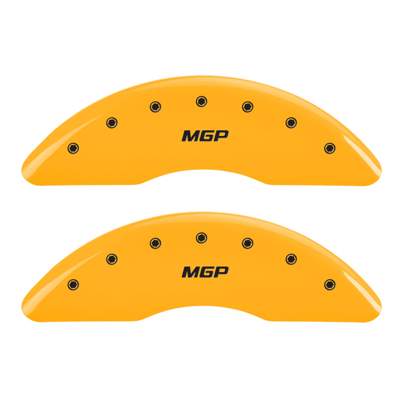 MGP 4 Caliper Covers Engraved Front & Rear MGP Yellow Finish Black Char 2009 Ford Expedition