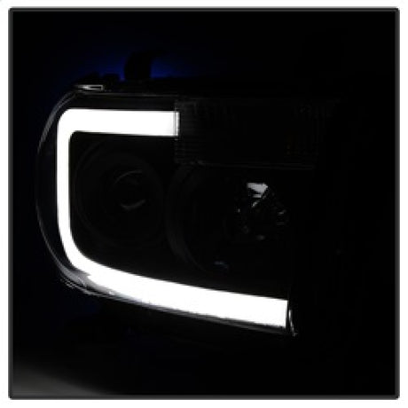 xTune Toyota Tundra 07-13 LED Light Bar Projector Headlights Black PRO-JH-TTU07-LED-BK