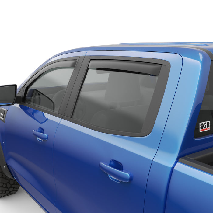 EGR 19-22 Ford Ranger In-Channel Window Visors Front/Rear Set Matte Black Crew Cab