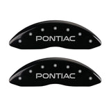 MGP 4 Caliper Covers Engraved Front Pontiac Engraved Rear GTO Black finish silver ch
