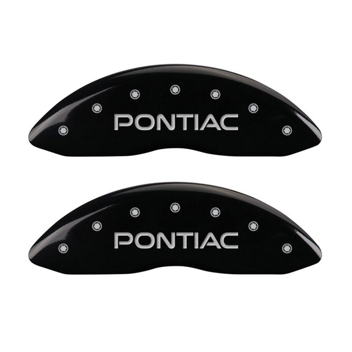 MGP 4 Caliper Covers Engraved Front Pontiac Engraved Rear GTO Black finish silver ch